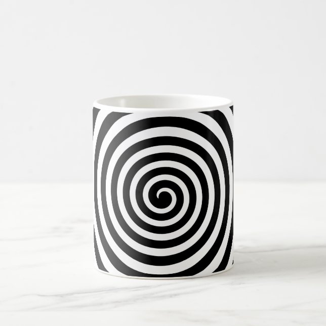 Black & White Hypnotic Spiral Coffee Mug (Center)