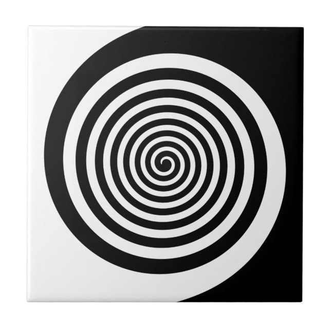 Black & White Hypnotic Spiral Tile (Front)
