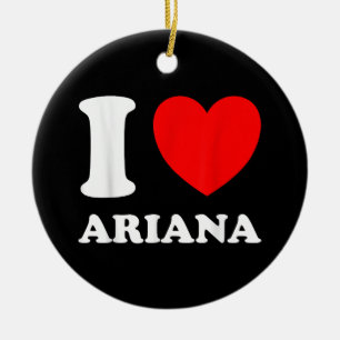 Black White I Love Ariana Ceramic Tree Decoration