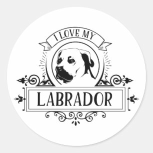 Black White I Love My Labrador Sticker
