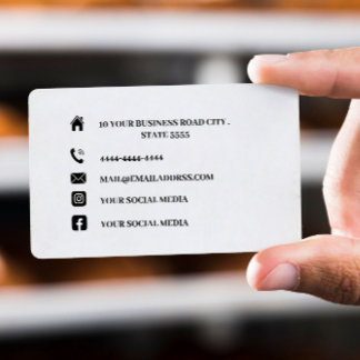 Black White Icons Social Media Business Card