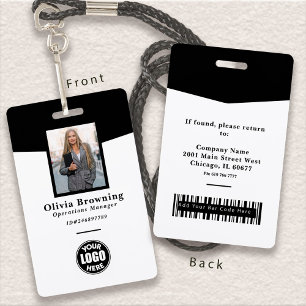 Black & White ID Photo Logo & Barcode Professional ID Badge