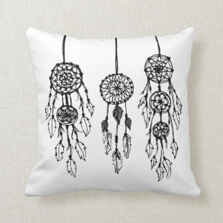 Black & White Illustrated Bohemian Dreamcatchers Cushion