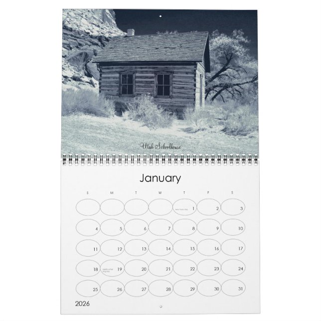 Black, White, Infrared Calendar (Jan 2026)