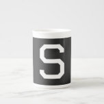 Black & White Initial Letter Monogrammed Plain Bone China Mug<br><div class="desc">It is very simple,  aesthetic and attractive.</div>