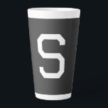 Black & White Initial Letter Monogrammed Plain Latte Mug<br><div class="desc">It is very simple,  aesthetic and attractive.</div>