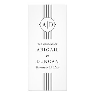 Black, white initials and stripes wedding program rack card
