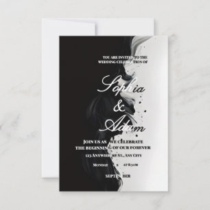 Black & White Ink Art Wedding Invitation