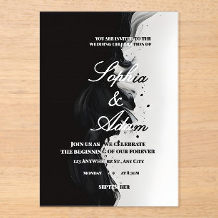 Black & White Ink Art Wedding Invitation