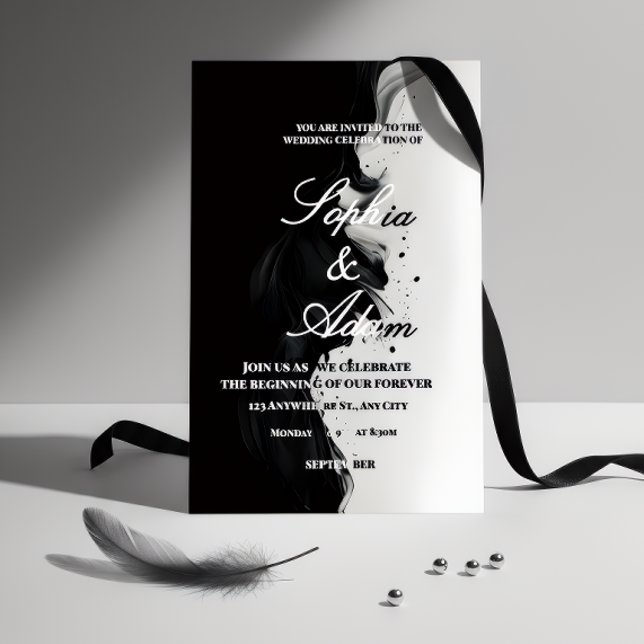 Black & White Ink Art Wedding Invitation (Creator Uploaded)