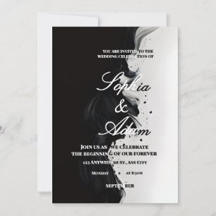 Black & White Ink Art Wedding Invitation
