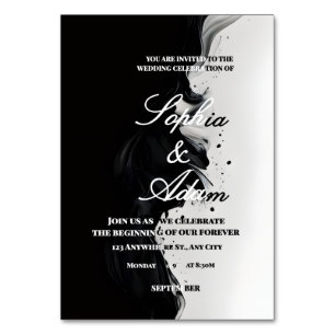 Black & White Ink Art Wedding Invitation Table Number