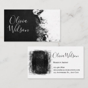 Black White Ink Splash Typography Makeup Artist Business Card