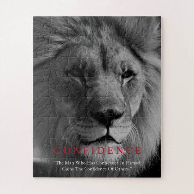 Black White Inspirational Confidence Lion  Jigsaw Puzzle (Vertical)