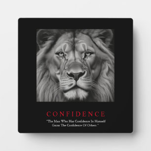 Black White Inspirational Confidence Lion Plaque