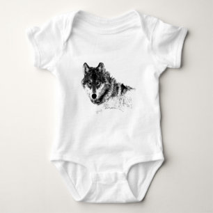 Black White Inspirational Wolf Eyes Baby Bodysuit