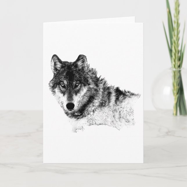 Black White Inspirational Wolf Eyes Card (Front)