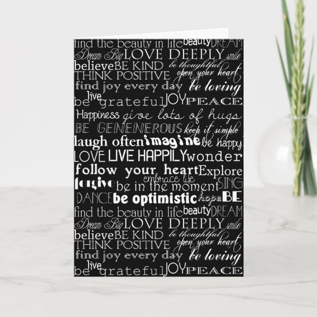 Black White Inspirational Words Christmas Card (Front)