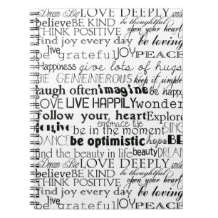 Black White Inspirational Words Christmas Notebook