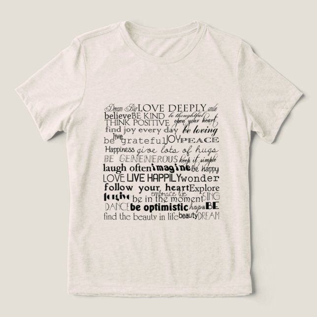 Black White Inspirational Words Christmas Tri-Blend Shirt (Design Front)