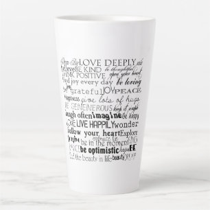 Black White Inspirational Words Latte Mug