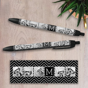 Black White Instagram 5 Photo Collage Monogram Ink Pen