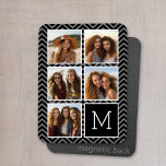 Black White Instagram 5 Photo Collage Monogram Magnet<br><div class="desc">Background includes an optional chevron Pattern - Use five square photos to create a unique and personal gift. Or you can keep the hipster puppy and make a trendy keepsake. If you need to adjust the pictures,  click on the customise tool to make changes.</div>