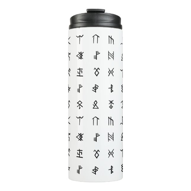 Black & White Insulated Mystic Runes  Thermal Tumbler (Front)