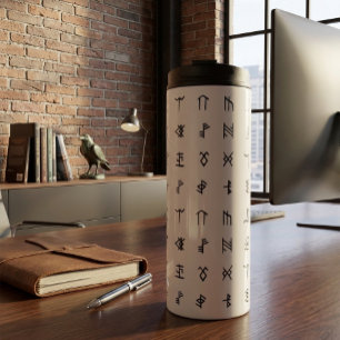 Black & White Insulated Mystic Runes  Thermal Tumbler