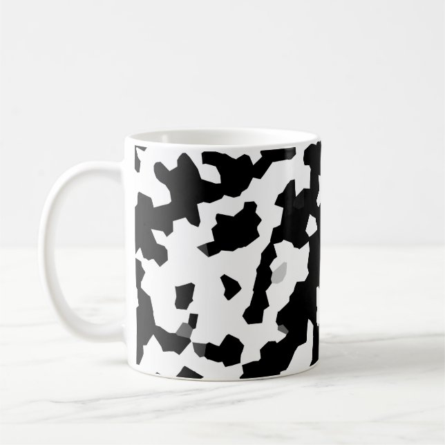 Black White Irregular Abstract Pattern Coffee Mug (Left)