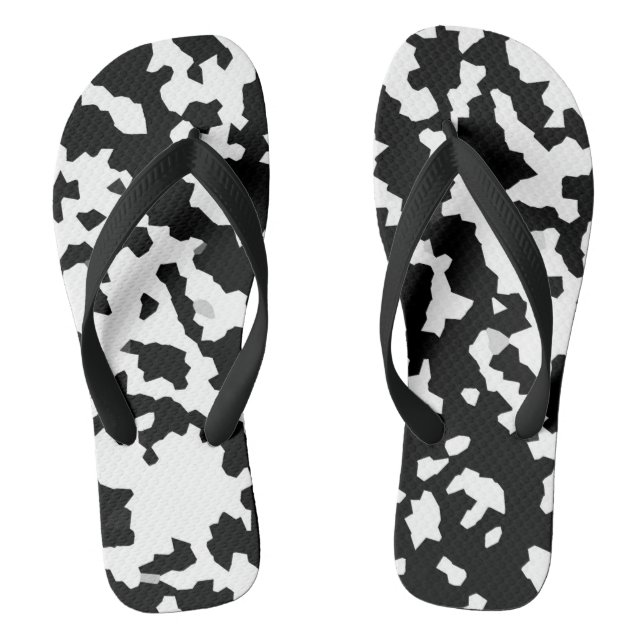 Black White Irregular Abstract Pattern Jandals (Footbed)