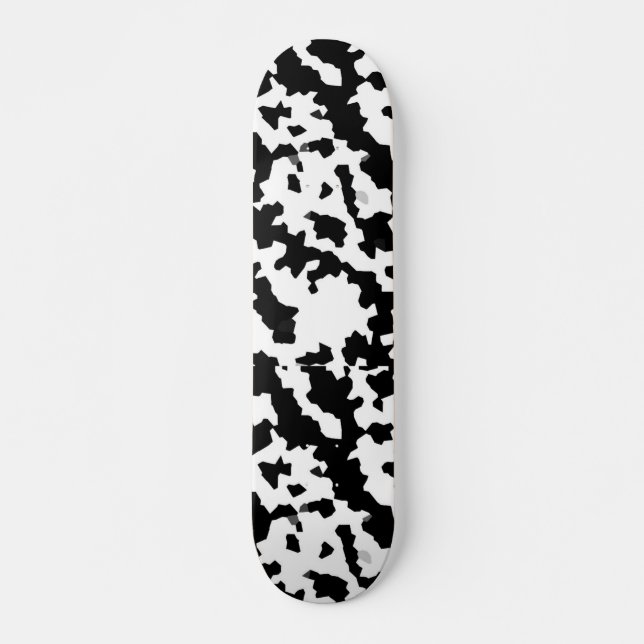Black White Irregular Abstract Pattern Skateboard (Front)