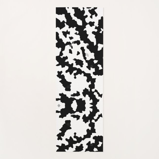 Black White Irregular Abstract Pattern Yoga Mat (Front)