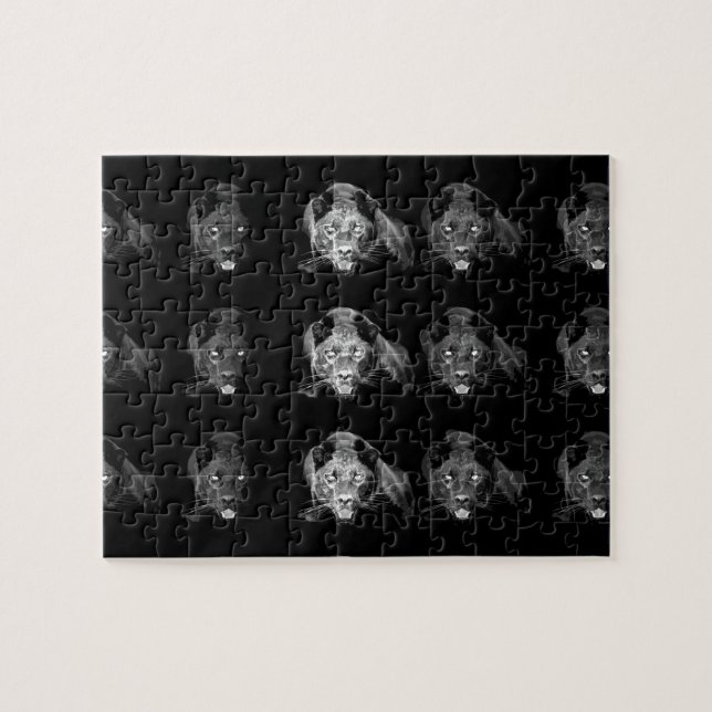 Black & White Jaguar Jigsaw Puzzle (Horizontal)