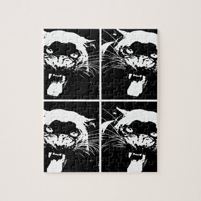 Black & White Jaguar Jigsaw Puzzle (Vertical)