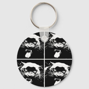 Black & White Jaguar Key Ring