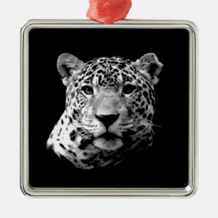 Black & White Jaguar Metal Tree Decoration