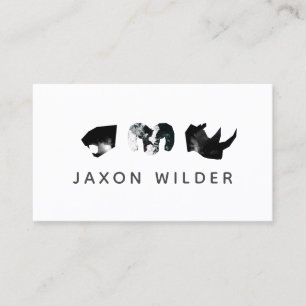 Black White Jaguar Rhino Ram Smoke Silhouette Business Card