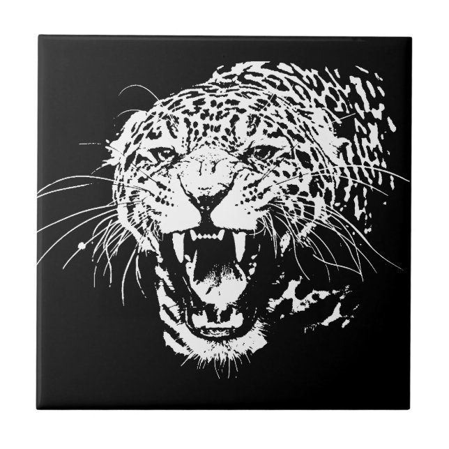 Black & White Jaguar Tile (Front)