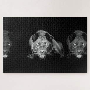 Black & White Jaguar - Wild Animals Big Cats Jigsaw Puzzle