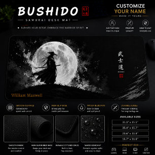 Black & White Japanese Warrior Gaming Mouse Pad