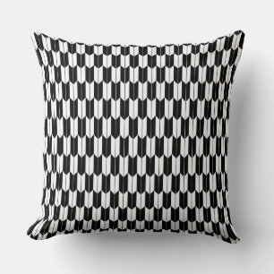 Black & White Japanese Yagasuri Throw Pillow