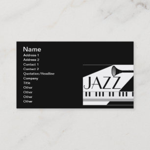 BLACK WHITE JAZZ MUSIC GRAPHIC BUSINESS CARD