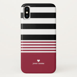 Black, White & Jester Red Striped Personalised Case-Mate iPhone Case