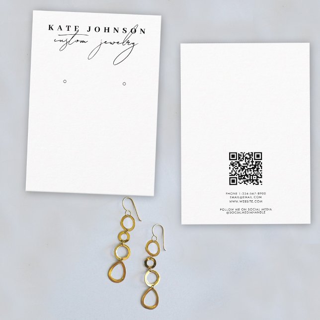 Black White Jewellery Holder Earring Display Scrip Business Card (Black White Jewelry Holder Earring Display Script Business Card)