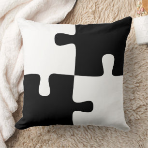 Black & White Jigsaw Puzzle Pattern Simple Art Cushion