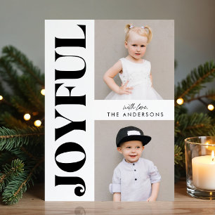 Black & White Joyful Modern Christmas Photo Holiday Card