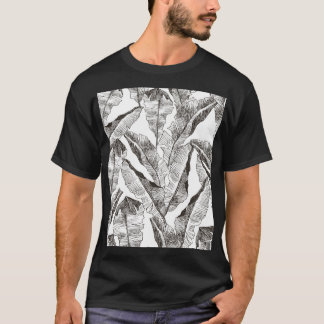 Black White Jungle: Tropical Plant Pattern T-Shirt