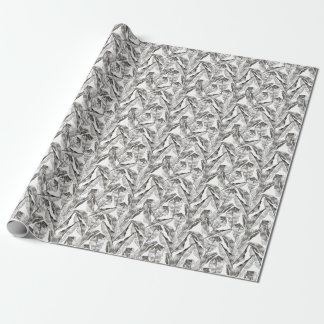 Black White Jungle: Tropical Plant Pattern Wrapping Paper
