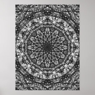 black white kaleidoscope pattern poster